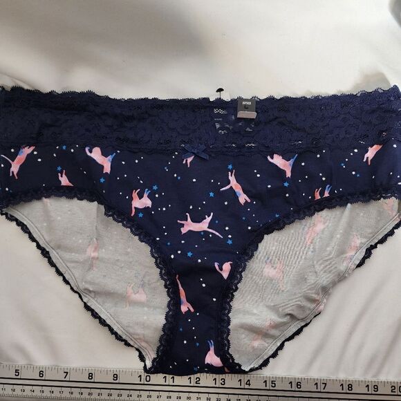 6X 30W Torrid Blue Hipster Panty Galaxy Cat Space Lace Lingerie Stars Cotton Str - Picture 3 of 7